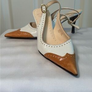 Classic Tan and White wing tipped heels by Circa Joan and David